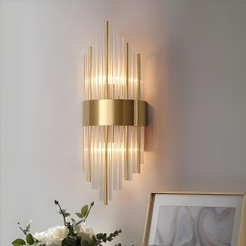 Modern light luxury crystal long tube LED bulb style wall lamp, two colors suitable for different scenarios, villa, living room, dining room, bedside lamp, living room background wall, wall creative and simple electric wall lamp