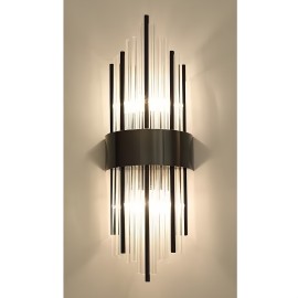 Modern light luxury crystal long tube LED bulb style wall lamp, two colors suitable for different scenarios, villa, living room, dining room, bedside lamp, living room background wall, wall creative and simple electric wall lamp
