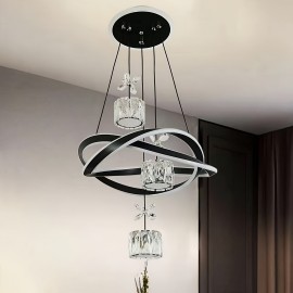 Modern 3-Light Acrylic Pendant Fixture with 3-Color Dimming (3000K/6000K/4500K) - Sleek Metallic Finish, Space-Inspired Design for Dining Room, Bedroom, or Bar - Hardwares Included, Remote Control Not Included