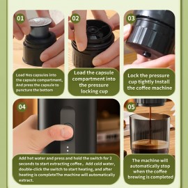 1pc Wireless Portable Italian Coffee Maker with Heating Function, 7500mAh Large Capacity Battery, No Hot Water Needed, Car Carry Coffee Machine