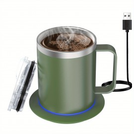 Coffee Mug Warmer Electric Set For Desk, Mug With Heating Base And Lid, Intelligent Coffee Mug For Heating Milk, Tea And Hot Chocolate, Keeps Up To 131°F/55°C