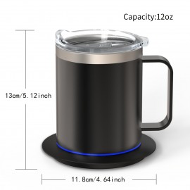 Coffee Mug Warmer Electric Set For Desk, Mug With Heating Base And Lid, Intelligent Coffee Mug For Heating Milk, Tea And Hot Chocolate, Keeps Up To 131°F/55°C
