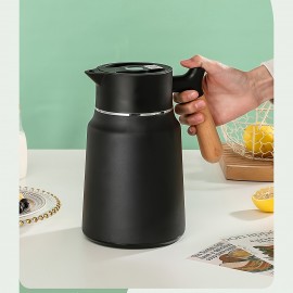 1-Pack Stainless Steel Thermal Carafe 1.5L - Double-Wall Vacuum Insulated Hot Water Pot, Coffee Dispenser, Office Tea Flask, Heat Retention, Uncharged, No Battery Needed