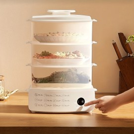 3-Tier Digital Steamer with Auto Shutoff - Fast, Healthy Cooking for Vegetables, Meats & Grains | Stackable Baskets & Timer | 110-130V US Plug