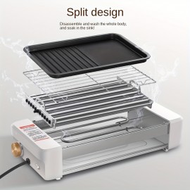 4-in-1 Multi-functional Sausage Grill, With Three-hand Dish And Silicone Oil Brush, Silicone Grill Holder, Non-stick Pan, Countertop, Adjustable Temperature, Detachable Panel, Easy To Clean, Suitable For Kitchens And Dormitories