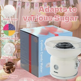 Hiboku Candy Machine, Electric Home Candy Maker, Suitable for Kids, Birthdays, Parties, Comes with a Sugar Scoop, White Color.