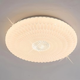 Modern Elegant Luxurious Feather-Shaped Round Acrylic Diamond Pattern Tri-Color Changing Ceiling Light with Easy Installation for Living Room, Bedroom, Study, Hallway, Bar - Product Does Not Include Switch Control
