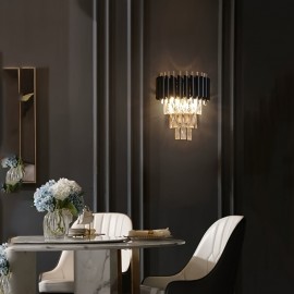 Modern Minimalist LED Three-Color Dimmable Wall Light for Bedroom, Study Room, Living Room, And Hallway, Featuring Crystal Decor.
