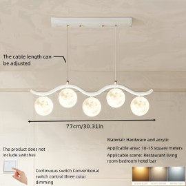 [LED Pendant Light] Modern Minimalist LED 3-Color Dimmable Pendant Light with 3D Printed Design - Semi-Flush Mount, Hardwired, No Battery Needed, 110-240V, Perfect For Kitchen, Dining Room, Or Bar, Kitchen Lighting | Modern Pendant Light | Durable Metal Construction