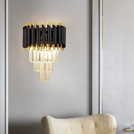 Modern Minimalist LED Tri-Color Changing Crystal Wall Light/Metal Fixture/Sleek Design/Contemporary Lighting/Durable Construction/Adjustable Brightness/Colorchanging Lamp/Interior Designers/Home Decorators/for Bedroom/Living Room/Study/Hallway/with Three-Color Dimmable Bulb/Wall Lamps for Living Room/Living Room Lamp/Lamps for Living Room/Lamp for Living Room/Wall Lamp/Bedroom Lighting/Study Lighting