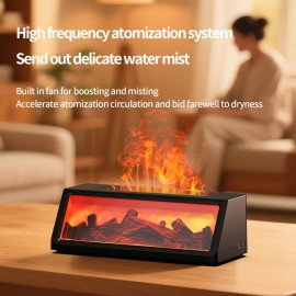 New Simulation Flame Humidifier with Seven-Color Atmosphere Light, Three Adjustable Settings, Auto Shut Off, Water Shortage Protection, Silent Operation – Essential Gift for, Humidifier For Bedroom, Humidifier For Large Room