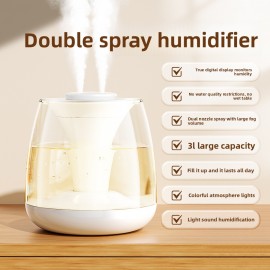 USB powered color transparent humidifier with continuous and intermittent spray, seven color night light, silent mist, easy to add water, suitable for living room, bedroom, office, living room accessories | decorative humidifier | USB power supply mo
