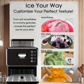 Slushie Machine 3min Flash Freeze 44.09LB/24H Capacity, Shaved Ice Machine with Stainless Steel Blade, Adjustable Texture for Shaved Ice, Snowflake Ice Machine for Restaurants, Kitchen, Party